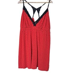 Sleep by Cacique Red Black Babydoll Nightie Whimsigoth Romantic lace Chemise 22